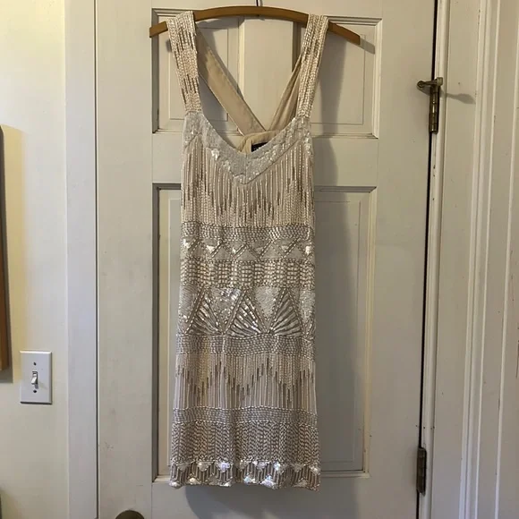 French Connection | Dresses | Beaded Cream And Ivory French Connection Dress  | Poshmark